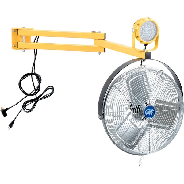 Global Industrial LED Dock Light w/ 40in Arm, 30W, 3000 Lumens, 5000K, 18in 3-Speed Fan 812423 - main